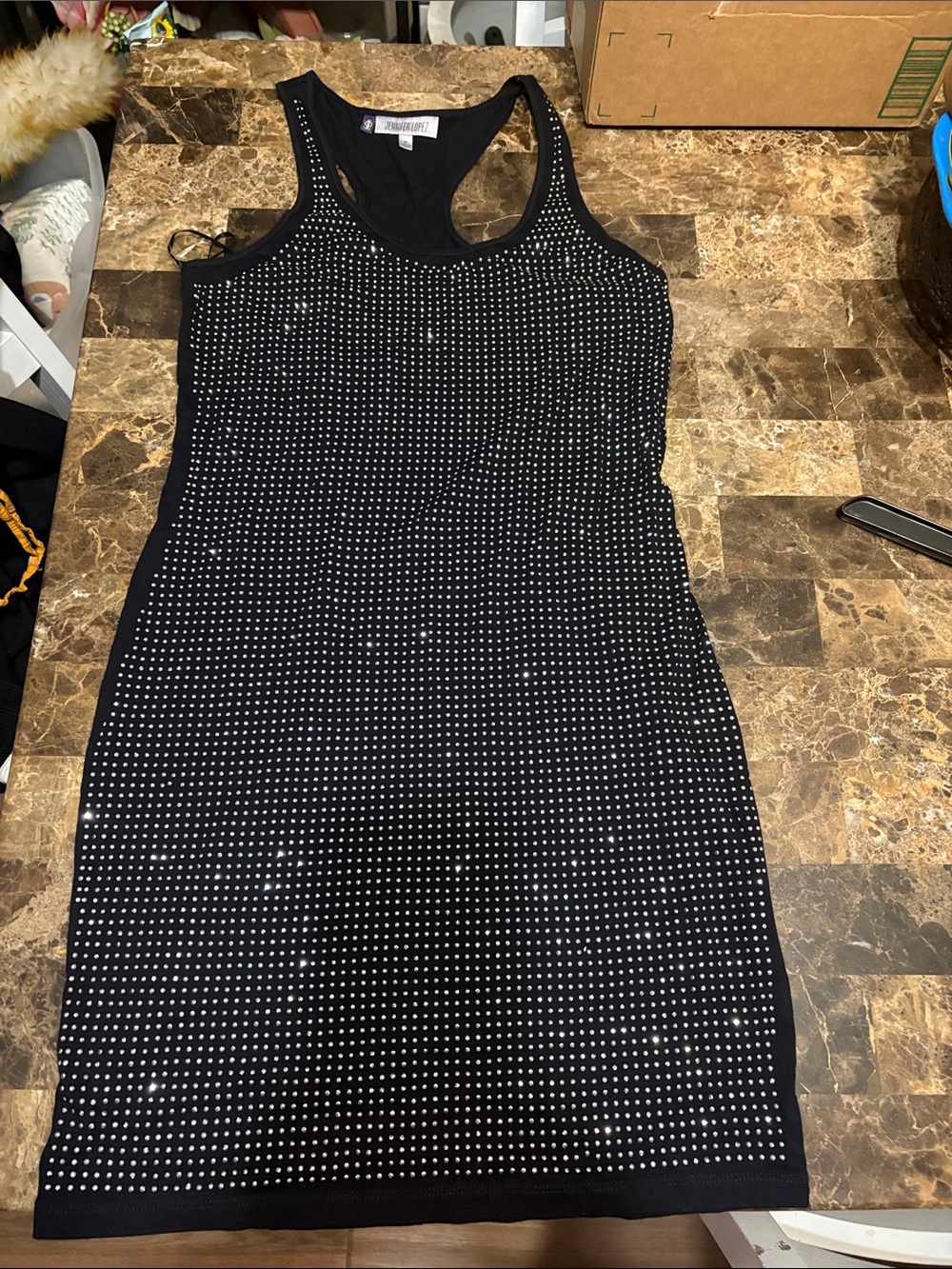 NWOT Jennifer Lopez Black Studded Mini Dress Msz